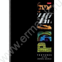 Тетрадь 120л А4 клетка/спираль/тв.обл./4цв.раздел.,многоуров.перфорация "Animals print" глянц. л | Фото 1