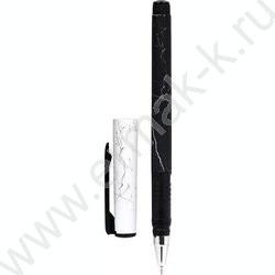 Ручка шар B&W.MARBLE 0,7мм синяя /черно-бел.кругл. корп. ultra-soft touch, резиновый держатель | Фото 1