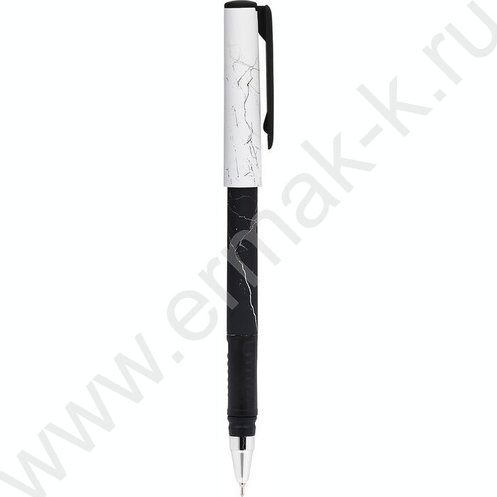 Ручка шар B&W.MARBLE 0,7мм синяя /черно-бел.кругл. корп. ultra-soft touch, резиновый держатель | Фото 2