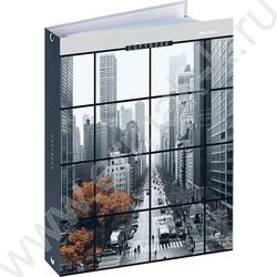 Тетрадь  80л клетка/кольца "Вид на мегаполис" /глянец/лён | Фото 1