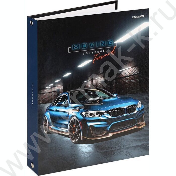 Тетрадь  80л клетка/кольца "Синий автомобиль-8" /глянец/лён | Фото 1