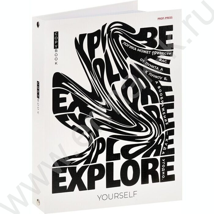 Тетрадь  80л клетка/кольца "Чёрные надписи" /глянец/лён | Фото 1