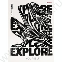 Тетрадь  80л клетка/кольца "Чёрные надписи" /глянец/лён | Фото 2