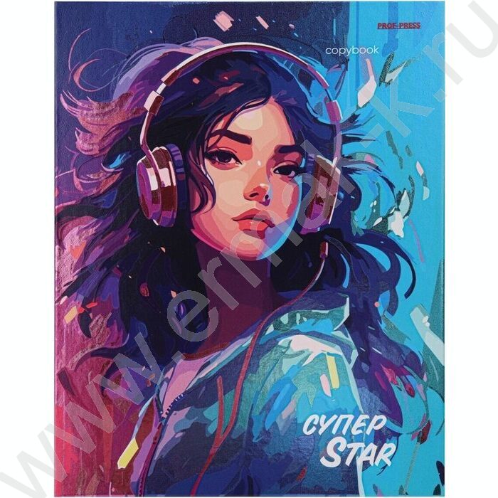 Тетрадь 120л клетка/кольца "Девушка с наушниками" /твин-лак/хол.фольга | Фото 2