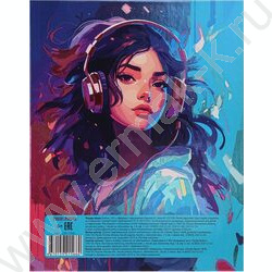 Тетрадь 120л клетка/кольца "Девушка с наушниками" /твин-лак/хол.фольга | Фото 3