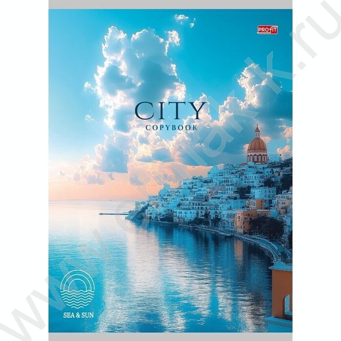 Тетрадь  96л А4 клетка "Город на побережье-1" | Фото 1