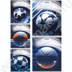 Тетрадь  12л линейка "Разные мячи-3" 5видов | Фото 1