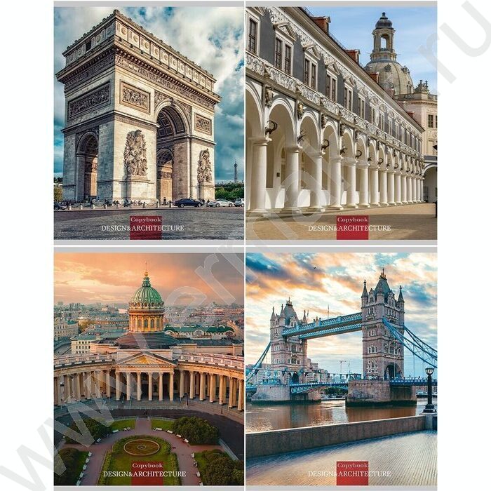 Тетрадь  96л клетка "Виды архитектуры" /перевертыши ассорти | Фото 1
