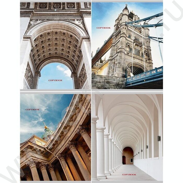 Тетрадь  96л клетка "Виды архитектуры" /перевертыши ассорти | Фото 2