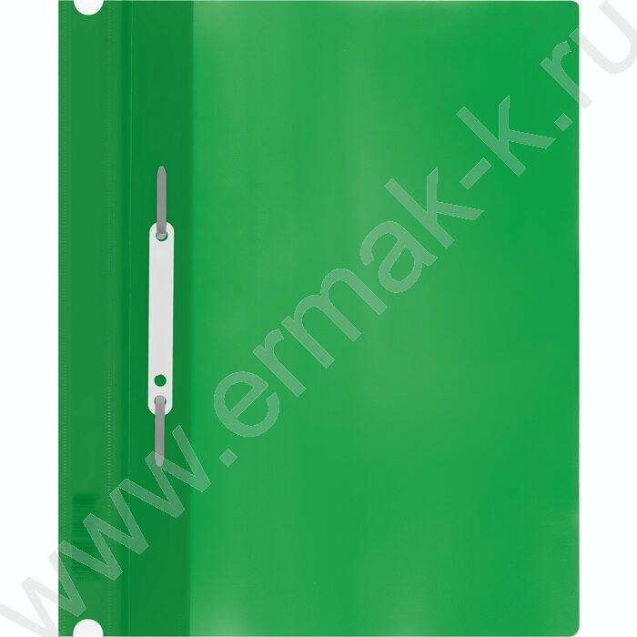 Папка-скоросшиватель, пластик. перф., А4, 160мкм /зеленый с прозр. верхом | Фото 2