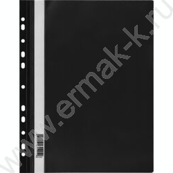 Папка-скоросшиватель, пластик. перф., А4, 160мкм /черный с прозр. верхом | Фото 1