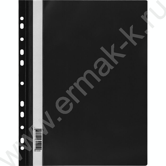 Папка-скоросшиватель, пластик. перф., А4, 160мкм /черный с прозр. верхом | Фото 1