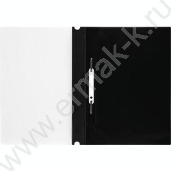 Папка-скоросшиватель, пластик. перф., А4, 160мкм /черный с прозр. верхом | Фото 2