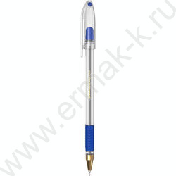 Ручка шар L-30 Gold Stick&Grip Classic 0,7мм, синяя /корпус-прозрачный, резиновый синий грип | Фото 1
