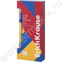 Ручка шар L-30 Gold Stick&Grip Classic 0,7мм, синяя /корпус-прозрачный, резиновый синий грип | Фото 2