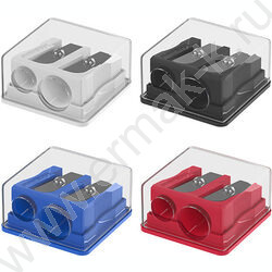 Точилка 2отв. пластик Base Duo, Classic /с контейнером /ассорти | Фото 1