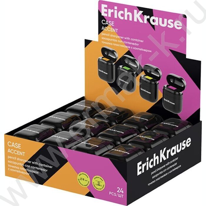 Точилка 1отв. пластик Case, Accent /с контейнером /ассорти | Фото 2