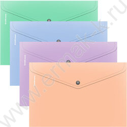 Папка-конверт на кнопке А4 Matt Pastel Bloom непрозрач. /ассорти | Фото 1