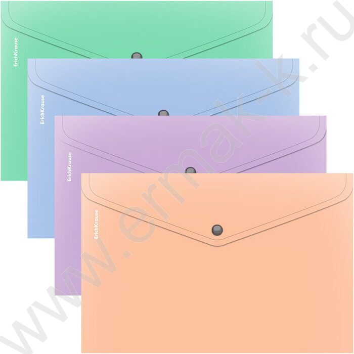 Папка-конверт на кнопке А4 Matt Pastel Bloom непрозрач. /ассорти | Фото 1