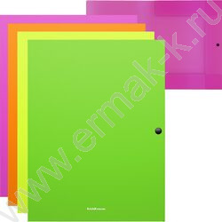 Папка-конверт на кнопке А4 Matt Neon 3 клапана 8мм ассорти | Фото 1