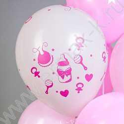 Шар воздушный 12" шелк рис. 2ст.+5ст. С рождением доченьки! 5 дизайнов | Фото 5