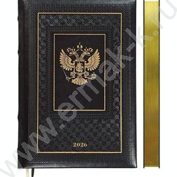 Ежедневник 2026г A5 168л "Symbol" черный /тв.обл. иск.кожа /золотой срез /2 ляссе | Фото 1