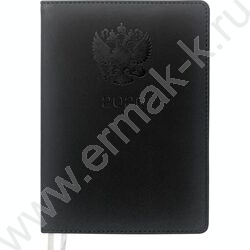 Ежедневник 2026г A5 168л "Emblem" черный /тв.обл. иск.кожа /2 ляссе | Фото 1