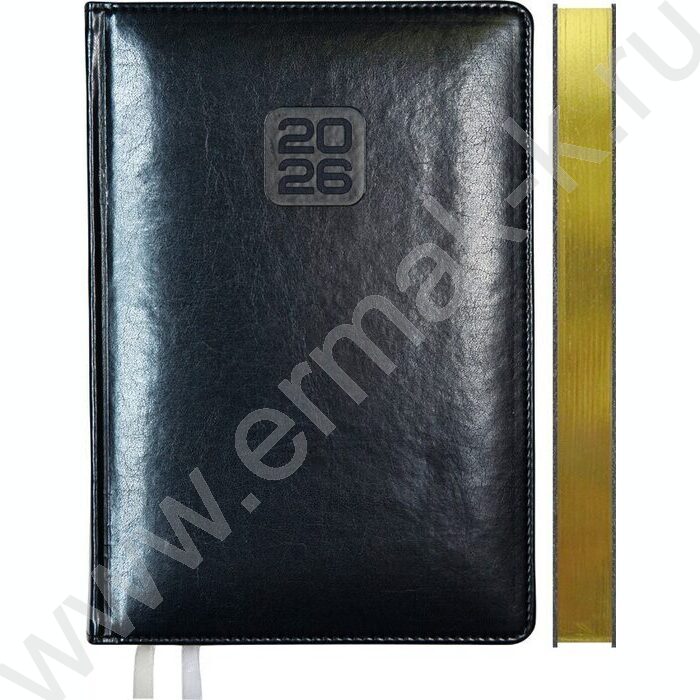Ежедневник 2026г A5 168л "Bravo" синий /тв.обл. иск.кожа /золотой срез  /2 ляссе | Фото 1