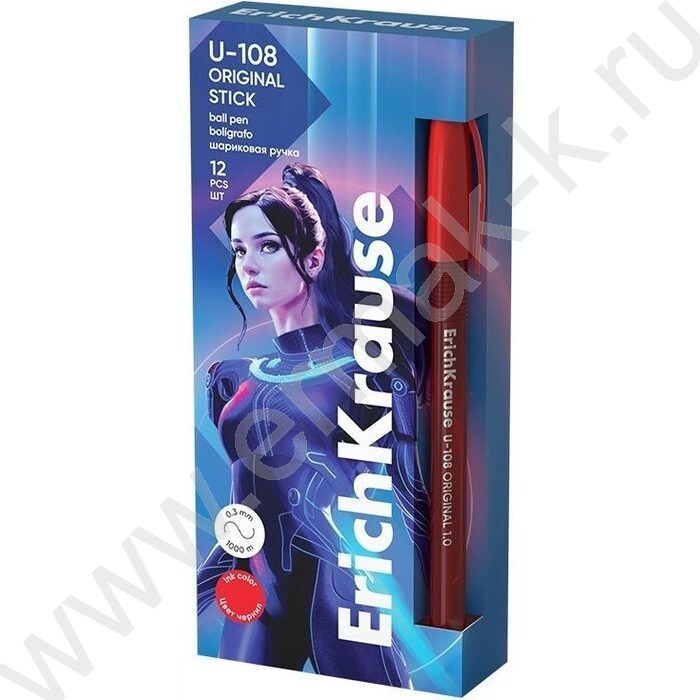 Ручка шар U-108 Stick Original 1,0мм, красная /форма корпуса - треугольная | Фото 2