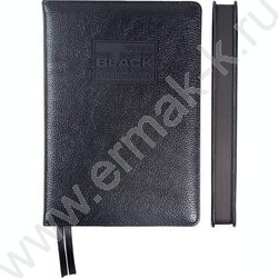 Ежедневник 2026г A5 168л "TOTAL BLACK" черный /тв.обл. иск.кожа /черный срез /2 ляссе | Фото 1