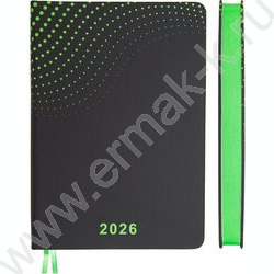 Ежедневник 2026г A5 168л "Duo" черный с салатовым /тв.обл. иск.кожа /салатовый срез /2 ляссе | Фото 1