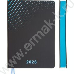 Ежедневник 2026г A5 168л "Duo" черный с голубым /тв.обл. иск.кожа /голубой срез /2 ляссе | Фото 1