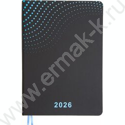 Ежедневник 2026г A5 168л "Duo" черный с голубым /тв.обл. иск.кожа /голубой срез /2 ляссе | Фото 2