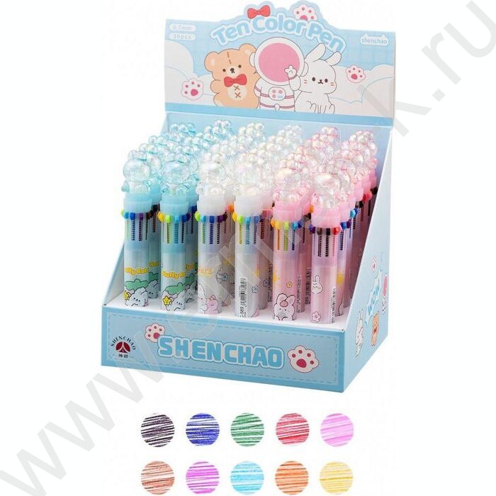 Ручка шар авт 10-ти цветная 0,7мм детская Зайчик цв. корпус с рисунком ассорти | Фото 3