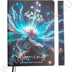 Ежедневник н/дат A5 160л "Blooming" голубой цветок /мяг.обл. иск.кожа /цветной срез /2 ляссе | Фото 1