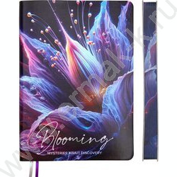 Ежедневник н/дат A5 160л "Blooming" фиолетовый цветок /мяг.обл. иск.кожа /цветной срез /2 ляссе | Фото 1