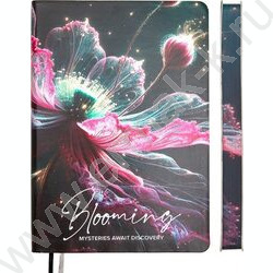 Ежедневник н/дат A5 160л "Blooming" розовый цветок /мяг.обл. иск.кожа /цветной срез /2 ляссе | Фото 1