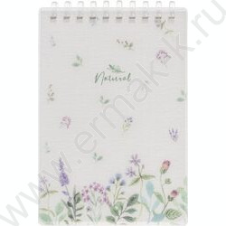Блокнот  80л А6 спираль/пластик обл. "NATURAL FLOWERS" тониров.блок,клетка | Фото 1