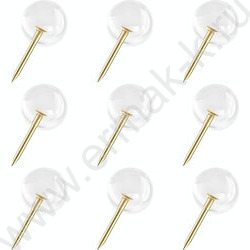 Кнопки силовые /50шт Шар /9,5мм, прозрачные, с иглой золотистого цвета NEW | Фото 1