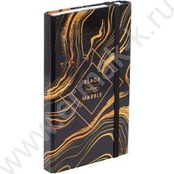 Зап. книжка  80-50л А6 спираль/тв.обл. /с клапаном на резинке "Black marble" | Фото 1