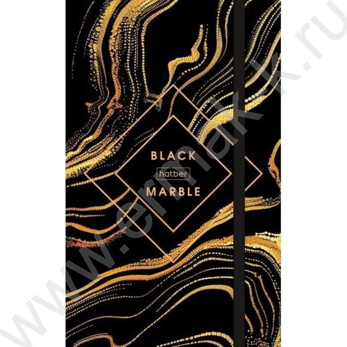 Зап. книжка  80-50л А6 спираль/тв.обл. /с клапаном на резинке "Black marble" | Фото 2