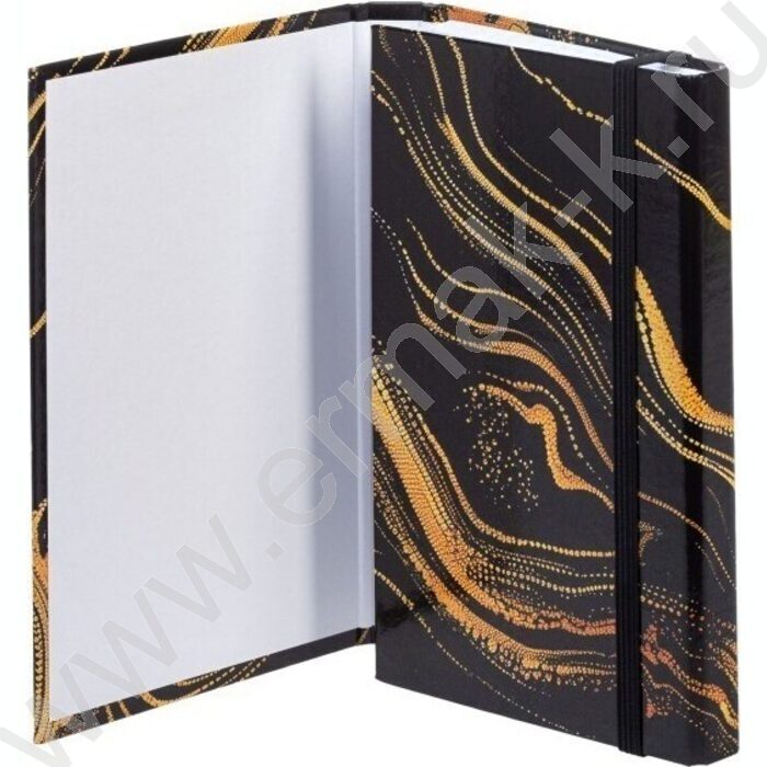 Зап. книжка  80-50л А6 спираль/тв.обл. /с клапаном на резинке "Black marble" | Фото 3
