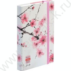 Зап. книжка  80-50л А6 спираль/тв.обл. /с клапаном на резинке "Цветущая сакура" | Фото 1