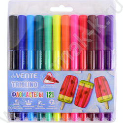 Фломастеры  12цв Triolino трехгранные, вентилируемый колпачок, пластиковый блистер NEW | Фото 1