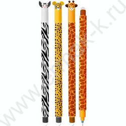 Ручка гелевая Пиши-Стирай 0,5мм синяя "Safari Park" с декор. элементом на колпачке/ассорти NEW | Фото 1