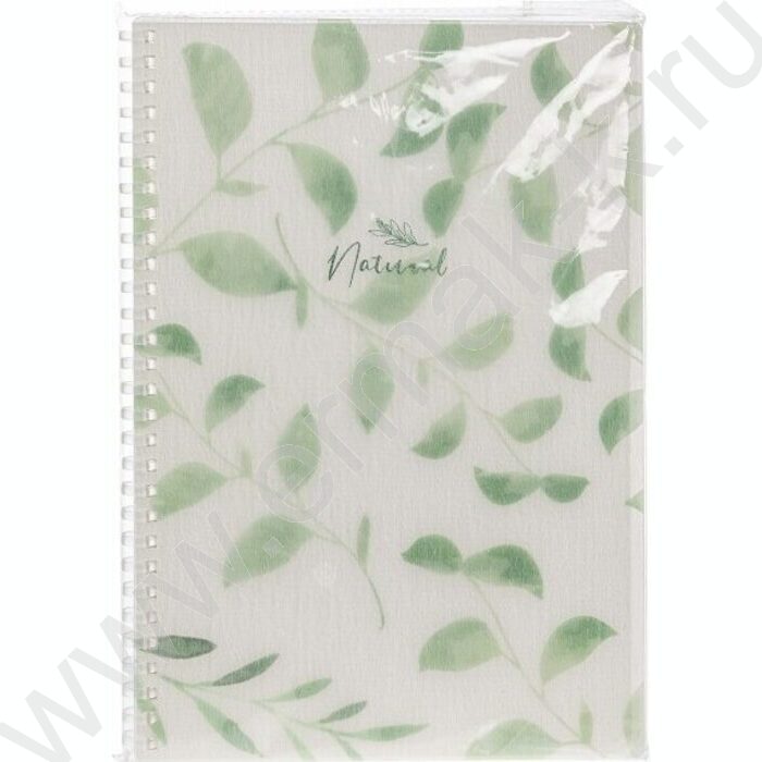 Тетрадь  80л 175*250 клетка/спираль/пл.обл./тониров.блок "NATURAL LEAVES" | Фото 4