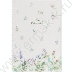 Тетрадь  80л 175*250 клетка/спираль/пл.обл./тониров.блок "NATURAL FLOWERS" | Фото 1
