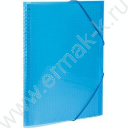 Тетрадь-папка  80л А4 клетка/спираль с клапанами на резинке/пл.обл. "Синяя" | Фото 1