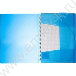 Тетрадь-папка  80л А4 клетка/спираль с клапанами на резинке/пл.обл. "Синяя" | Фото 3