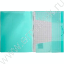 Тетрадь-папка  80л А4 клетка/спираль с клапанами на резинке/пл.обл. "Зеленая" | Фото 3